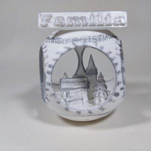 Bola de Navidad con Pueblo dentro Color Plata.