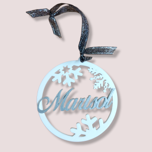 Bola de Navidad personalizada plana copos de nieve