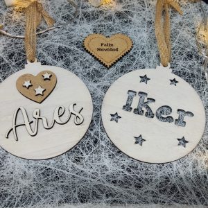 Bola Navideña Madera Estrellas