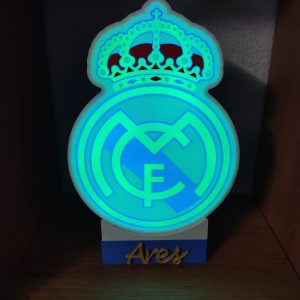 Lámpara Nocturna led RGB Real Madrid Personalizada con mando