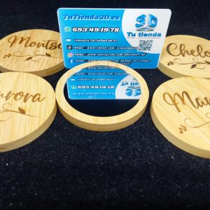 Espejo de bolsillo con base de bambú personalizado