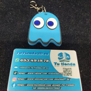 Llavero Pacman fantasma azul